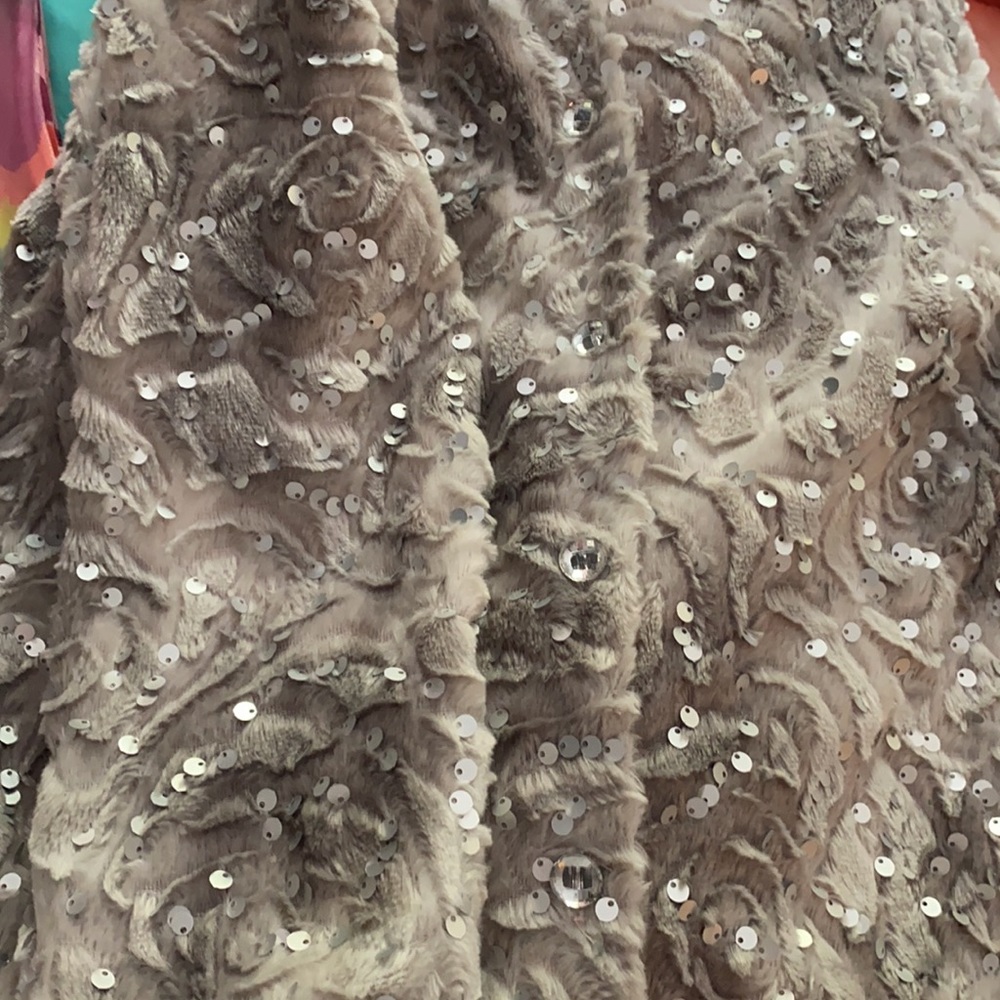 CachCach Dress Coat grey with silver sequins. Girls Size 5 Pink satin lining - Picture 5 of 5